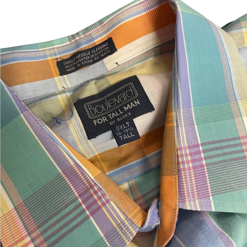 Boulevard for tall man Men's Multicolor Plaid Shirt ss size 3XLT